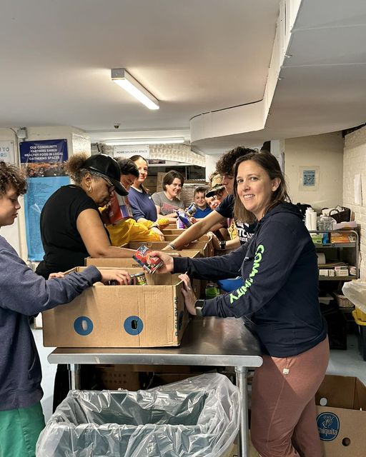 Toni's Kitchen volunteers sorting the donations from our Town-Wide Food Drive on September 28