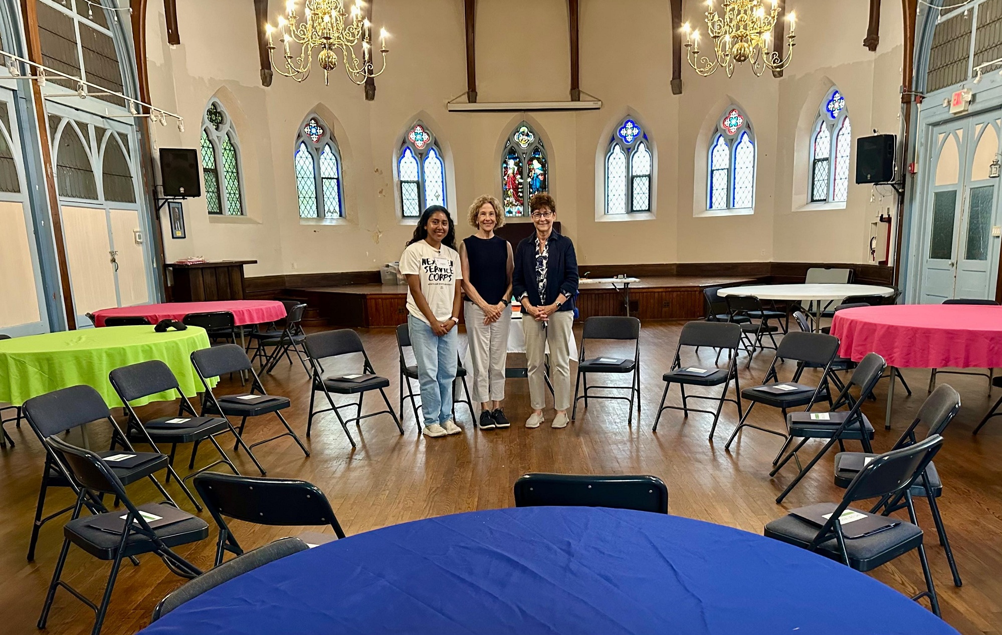Toni's Kitchen Americorps intern (left) and RISE co-facilitators prepare for a "RISE" workshop